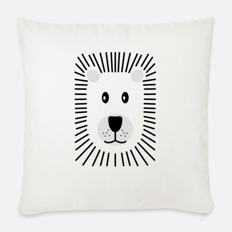 Lion - Housse de coussin décorative 45 x 45 cm - blanc nature