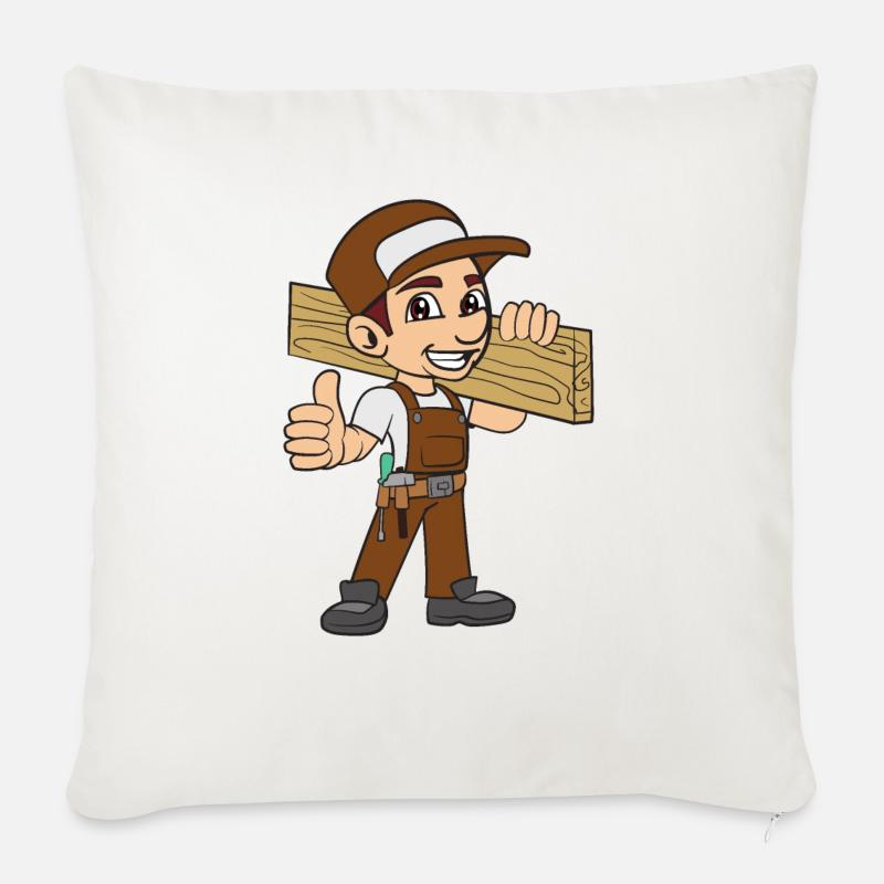 Menuisier charpentier - Housse de coussin décorative 45 x 45 cm - blanc nature