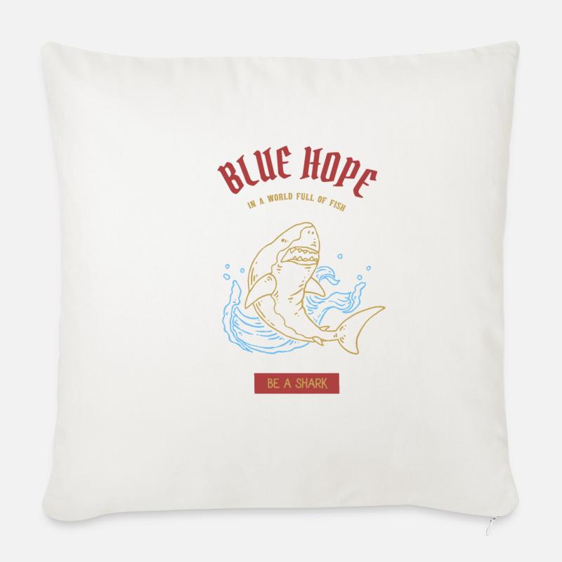 „Blaue Hoffnung“ Haifisch | Tshirt & Geschenk - Sofakissenbezug 45 x 45 cm - Naturweiß 