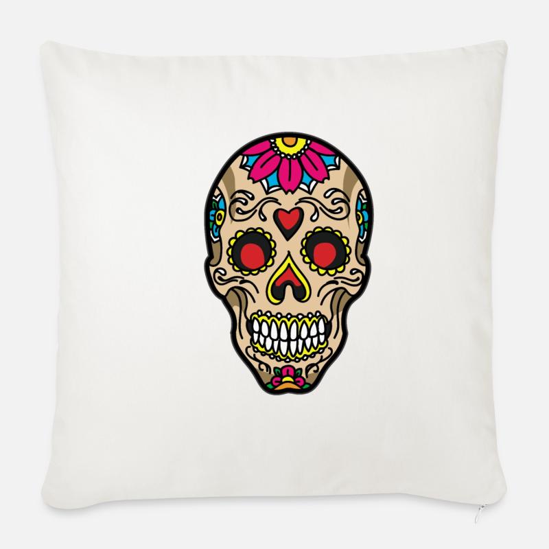 SUGAR SKULL TATTOO - Sofakissenbezug 45 x 45 cm - Naturweiß 