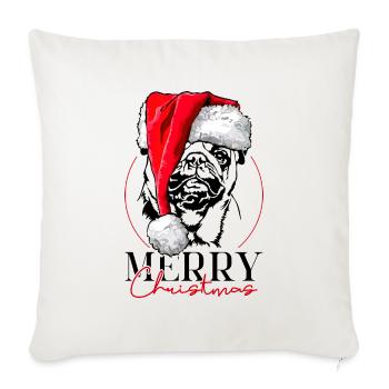 Santa Mops Merry Christmas Hunde Hund Wilsigns - Sofakissenbezug 45 x 45 cm - Naturweiß  - Vorne