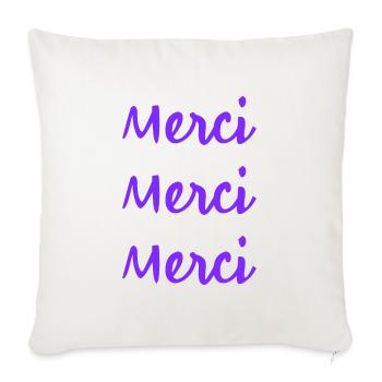 MERCI. THANKS. THANK YOU. ANNIVERSAIRE. NAISSANCE. - Housse de coussin décorative 45 x 45 cm - blanc nature - Devant