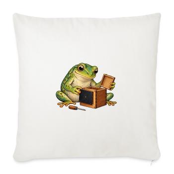 Frosch baut eine Lochkamera - Sofakissenbezug 45 x 45 cm - Naturweiß  - Vorne