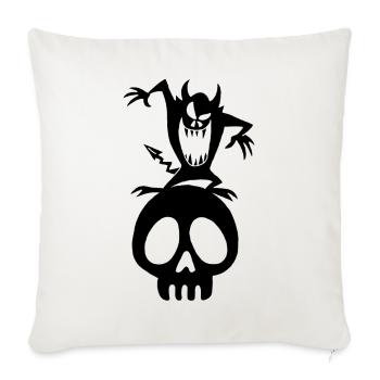 Crâne et démon noir - Housse de coussin décorative 45 x 45 cm - blanc nature - Devant