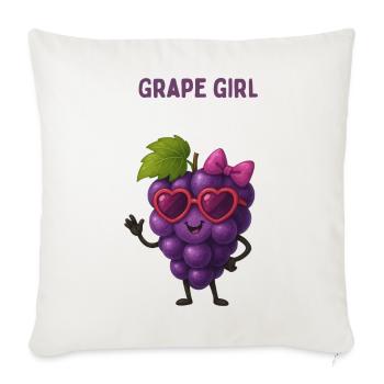 Fille au raisin avec des lunettes en forme de cœur - Housse de coussin décorative 45 x 45 cm - blanc nature - Devant