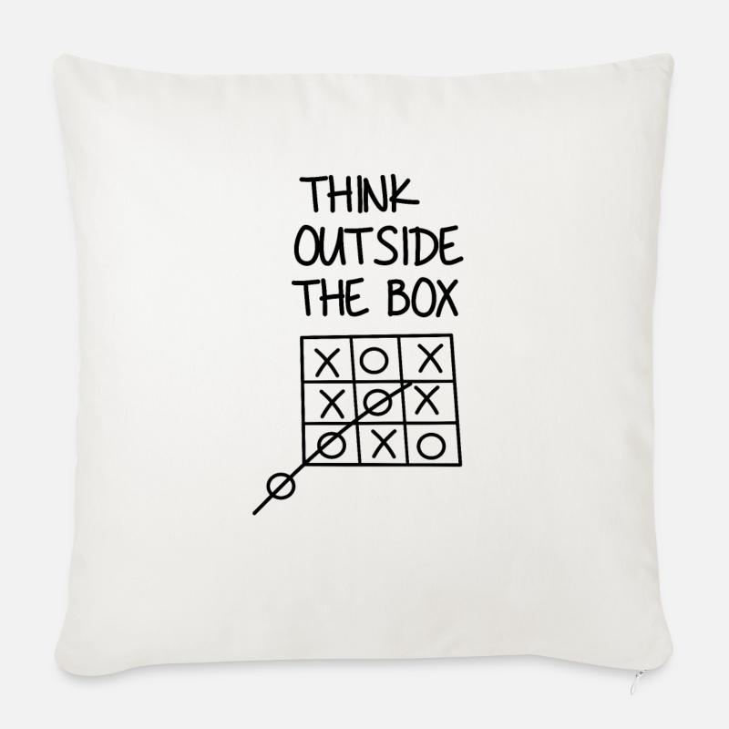 Think Outside The Box, geschenk tic tac toe spiel - Sofakissenbezug 45 x 45 cm - Naturweiß 