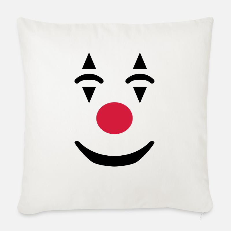 Clown Visage Carnaval Drôle - Housse de coussin décorative 45 x 45 cm - blanc nature