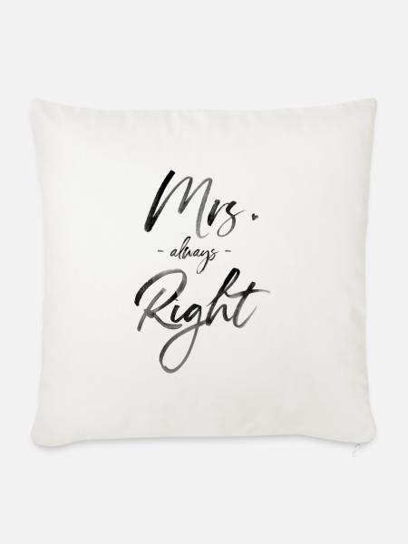 Mrs. always Right - Sofakissenbezug 45 x 45 cm - Naturweiß 