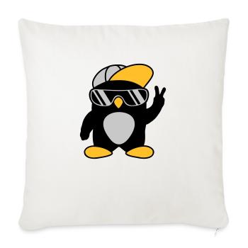 Cool Penguin Peace Hand Signal - Sofa pillowcase 17,3'' x 17,3'' (45 x 45 cm) - natural white - Front