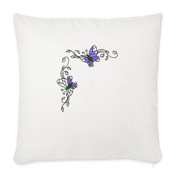 Papillons avec vrilles florales - Housse de coussin décorative 45 x 45 cm - blanc nature - Devant