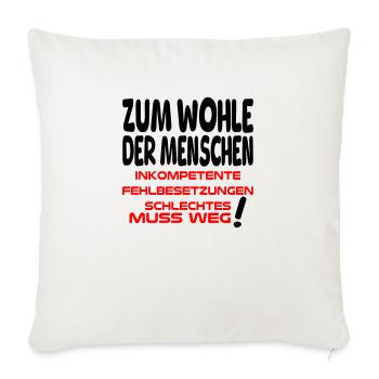 zum Wohle der Menschen II - Sofakissenbezug 45 x 45 cm - Naturweiß  - Vorne