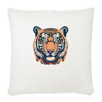 Tiger / König / Dschungel - Sofakissenbezug 45 x 45 cm - Naturweiß  - Vorne
