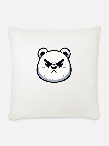 Wütendes Eisbär-Design - Sofakissenbezug 45 x 45 cm - Naturweiß