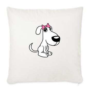 chien assis petit jolie dame arc femelle - Housse de coussin décorative 45 x 45 cm - blanc nature - Devant