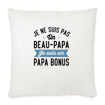 Je Suis Pas Beau-Papa Je Suis Un Papa Bonus Cadeau - Housse de coussin décorative 45 x 45 cm - blanc nature - Devant