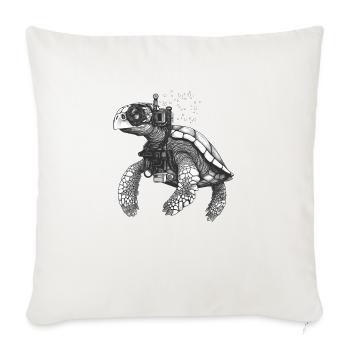 A beautiful sea turtle as a diver - Sofa pillowcase 17,3'' x 17,3'' (45 x 45 cm) - natural white - Front