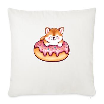 Le doux délice de beignets géant de Shiba Inu - Housse de coussin décorative 45 x 45 cm - blanc nature - Devant