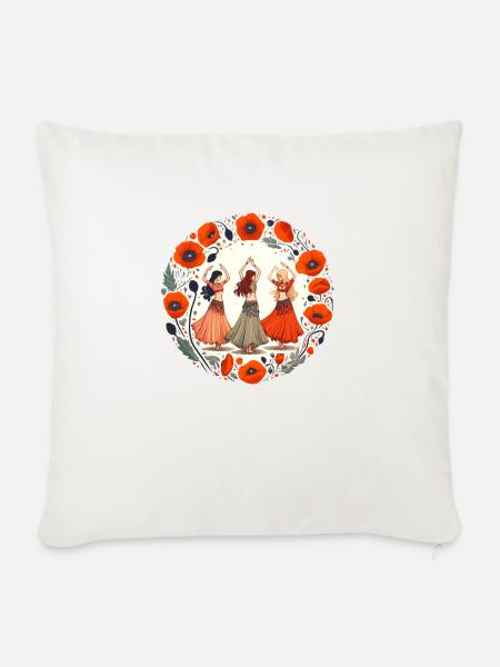 Mohn-Bauchtänzerinnen - Sofakissenbezug 45 x 45 cm - Naturweiß