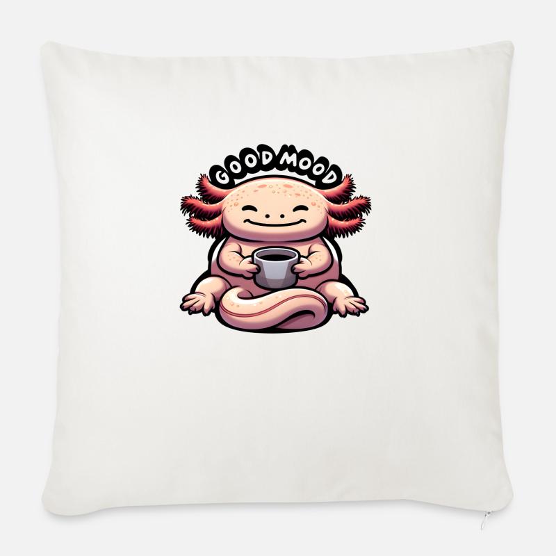 Kaffee und Azalotl - Sofakissenbezug 45 x 45 cm - Naturweiß 