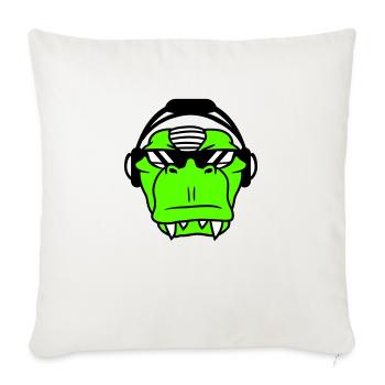 Cool DJ dinosaure T-Rex visage Musique de fête - Housse de coussin décorative 45 x 45 cm - blanc nature - Devant