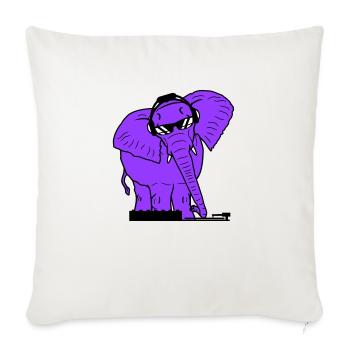 Drôle d’éléphant rose DJ mixer Musique de fête - Housse de coussin décorative 45 x 45 cm - blanc nature - Devant