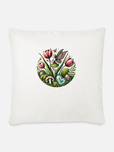 Frühling Tulpen Fee - Sofakissenbezug 45 x 45 cm - Naturweiß 