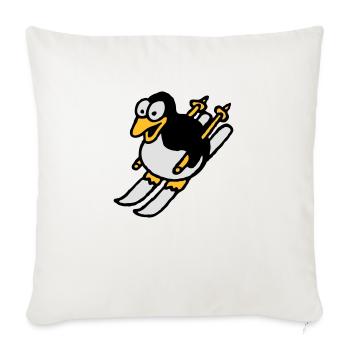pinguin_ski_022011_i_3c - Sofakissenbezug 45 x 45 cm - Naturweiß  - Vorne
