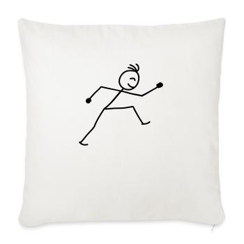 walking_stick_figure_1c - Sofakissenbezug 45 x 45 cm - Naturweiß  - Vorne