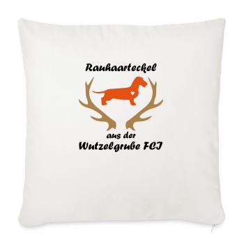 Wutzelgrube Logo Geweih - Sofakissenbezug 45 x 45 cm - Naturweiß  - Vorne