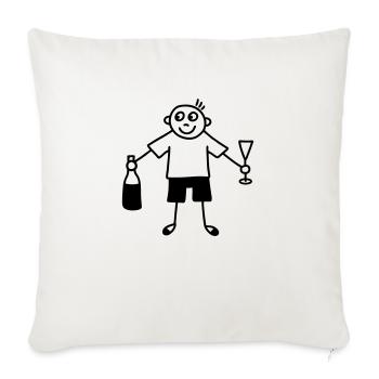 Mann mit Sektglas & Sektflasche - Sofakissenbezug 45 x 45 cm - Naturweiß  - Vorne