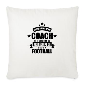 je suis un coach de football fier de mon équipe - Housse de coussin décorative 45 x 45 cm - blanc nature - Devant