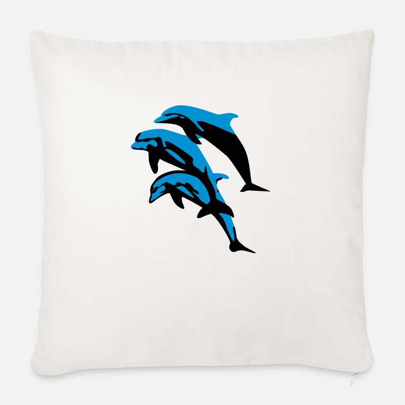 Delfin, Delfine - Dolphin - Sofakissenbezug 45 x 45 cm - Naturweiß 