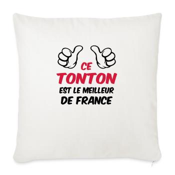 Tonton / Tata / Parrain / Marraine / Tante / Oncle - Housse de coussin décorative 45 x 45 cm - blanc nature - Devant
