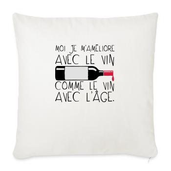 citation ameliore vin age bouteille humo - Housse de coussin décorative 45 x 45 cm - blanc nature - Devant