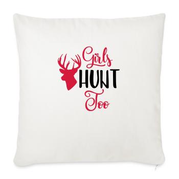 Filles HUNT Too / chasseresse / chasse - Housse de coussin décorative 45 x 45 cm - blanc nature - Devant