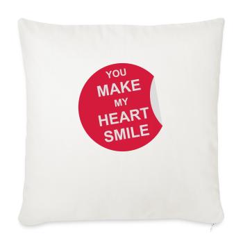 Faire sourire mon cœur - Housse de coussin décorative 45 x 45 cm - blanc nature - Devant
