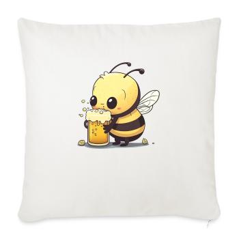 Cute bee with beer. - Sofa pillowcase 17,3'' x 17,3'' (45 x 45 cm) - natural white - Front