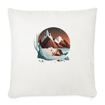 Camping dans les montagnes autour du feu de camp - Housse de coussin décorative 45 x 45 cm - blanc nature - Devant