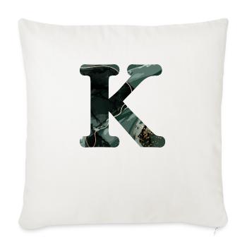 Lettre k marbré vert - Housse de coussin décorative 45 x 45 cm - blanc nature - Devant