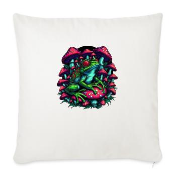 Grenouille psychédélique aux champignons - Housse de coussin décorative 45 x 45 cm - blanc nature - Devant