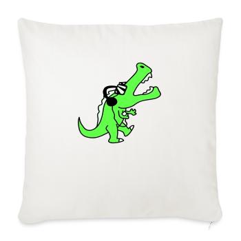 Crocodile DJ Cool Dino Party Club Musique Écouter Fun - Housse de coussin décorative 45 x 45 cm - blanc nature - Devant