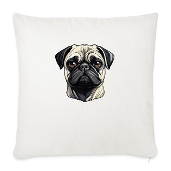 hund mops - Sofakissenbezug 45 x 45 cm - Naturweiß  - Vorne
