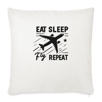 Manger dormir Mouche Répéter - Housse de coussin décorative 45 x 45 cm - blanc nature - Devant