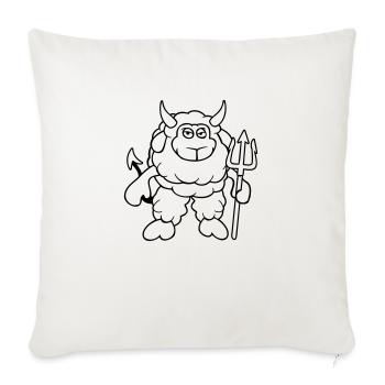 Mouton Diable Satan Enfer Mal Trident Cornes Cool - Housse de coussin décorative 45 x 45 cm - blanc nature - Devant