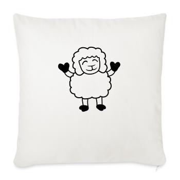 mouton bébé se tient mignon mignon agneau mignon enfant heureux - Housse de coussin décorative 45 x 45 cm - blanc nature - Devant