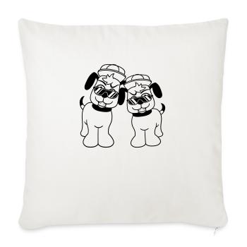 2 DJ chiens lunettes de soleil adolescent casquette casquette équipe - Housse de coussin décorative 45 x 45 cm - blanc nature - Devant