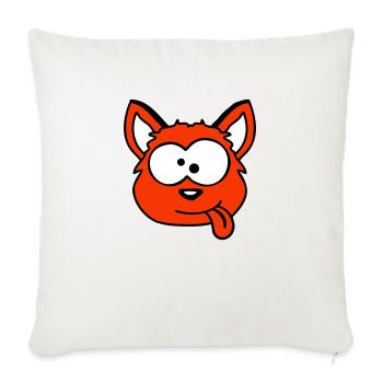 chien renard drôle grimace plisser la langue - Housse de coussin décorative 45 x 45 cm - blanc nature - Devant
