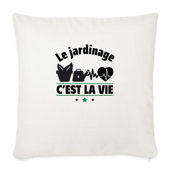 le jardinage c est la vie,jardinie,jardinière - Housse de coussin décorative 45 x 45 cm - blanc nature - Devant