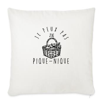 Je peux pas, j'ai pique-nique. - Housse de coussin décorative 45 x 45 cm - blanc nature - Devant