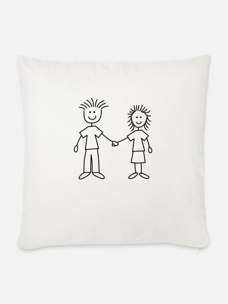 family_mom_and_dad_1c - Sofakissenbezug 45 x 45 cm - Naturweiß 